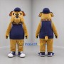 Custom Tan and Navy Blue Bulldog Mascot Costume Adult Full Body Suit for Sports Events