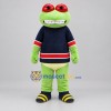 Custom Green and Navy Blue Frog Mascot Costume Adult Full Body Suit for Sports Events