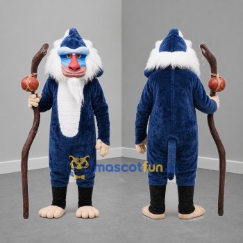 Custom Blue and White Mandrill Mascot Costume Adult Full Body Suit for Fantasy Events