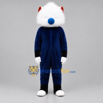 Custom Navy Blue and White Furry Creature Mascot Costume Adult Full Body Suit for Costume Parties