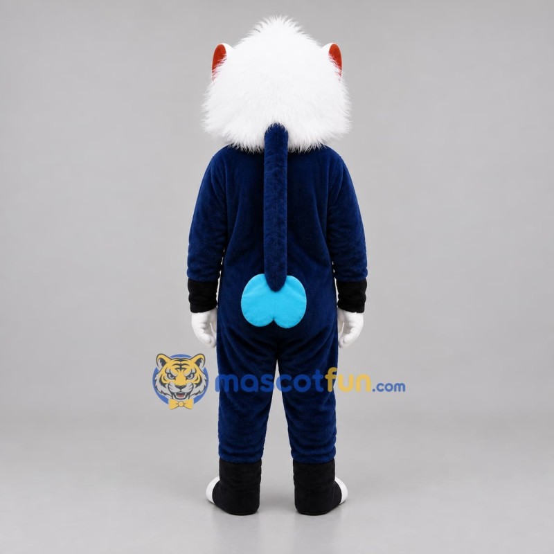 Custom Navy Blue and White Furry Creature Mascot Costume Adult Full Body Suit for Costume Parties