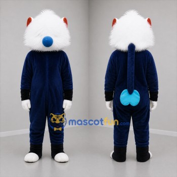 Custom Navy Blue and White Furry Creature Mascot Costume Adult Full Body Suit for Costume Parties