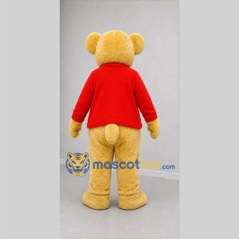 Custom Golden Yellow and Red Teddy Bear Mascot Costume Adult Full Body Suit for Children's Events