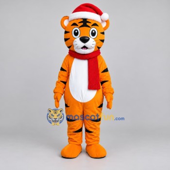 Custom Orange and Red Christmas Tiger Mascot Costume Adult Full Body Suit for Christmas Events