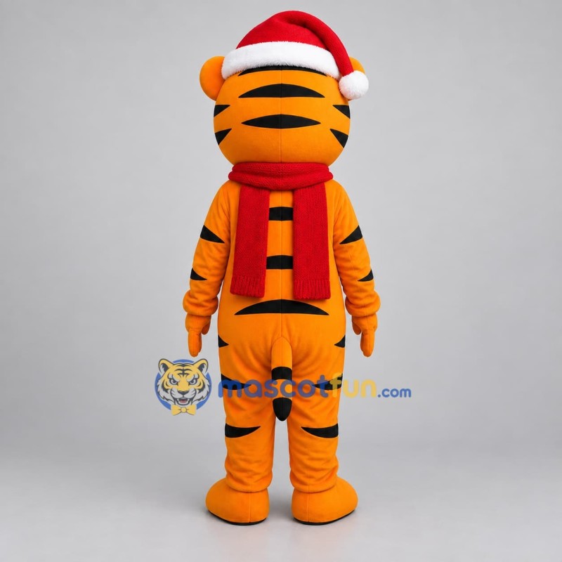 Custom Orange and Red Christmas Tiger Mascot Costume Adult Full Body Suit for Christmas Events