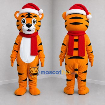Custom Orange and Red Christmas Tiger Mascot Costume Adult Full Body Suit for Christmas Events