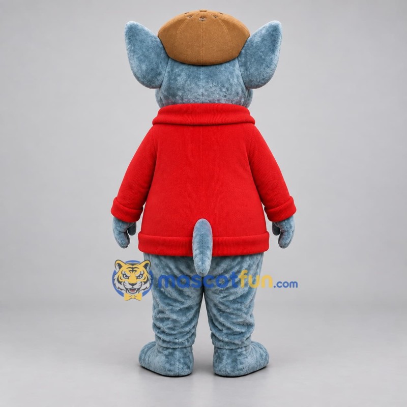 Custom Gray Blue and Red Mouse Mascot Costume Adult Full Body Suit for Children's Events