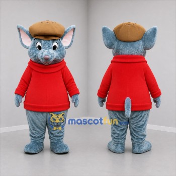 Custom Gray Blue and Red Mouse Mascot Costume Adult Full Body Suit for Children's Events