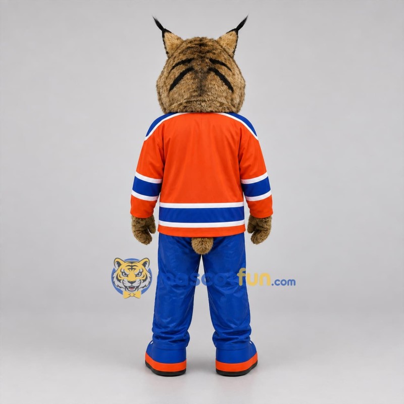 Custom Brown Orange and Blue Lynx Mascot Costume Adult Full Body Suit for Sports Events