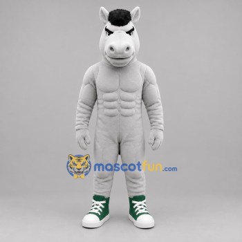 Custom Gray and Black Horse Mascot Costume Adult Full Body Suit for Sports Events
