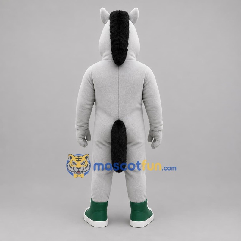 Custom Gray and Black Horse Mascot Costume Adult Full Body Suit for Sports Events