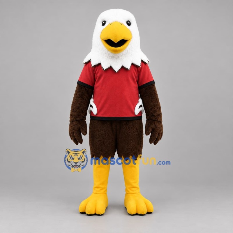 Custom Brown White and Red Bald Eagle Mascot Costume Adult Full Body Suit for Sports Events