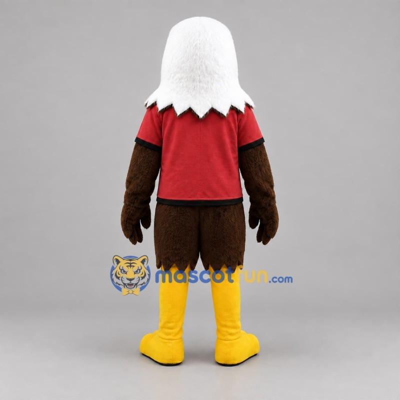 Custom Brown White and Red Bald Eagle Mascot Costume Adult Full Body Suit for Sports Events