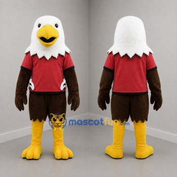 Custom Brown White and Red Bald Eagle Mascot Costume Adult Full Body Suit for Sports Events