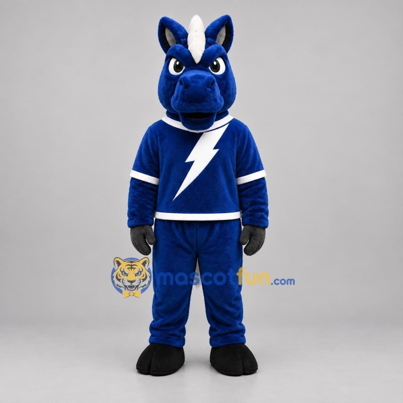 Custom Blue and White Horse Mascot Costume Adult Full Body Suit for Sports Events