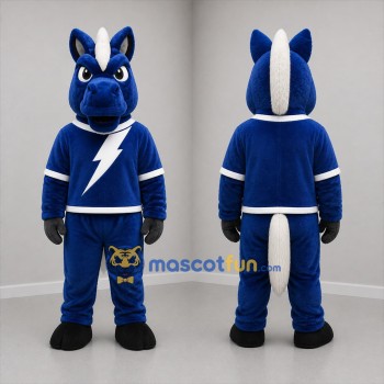 Custom Blue and White Horse Mascot Costume Adult Full Body Suit for Sports Events