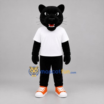 Custom Black and White Panther Mascot Costume Adult Full Body Suit for Sports Events