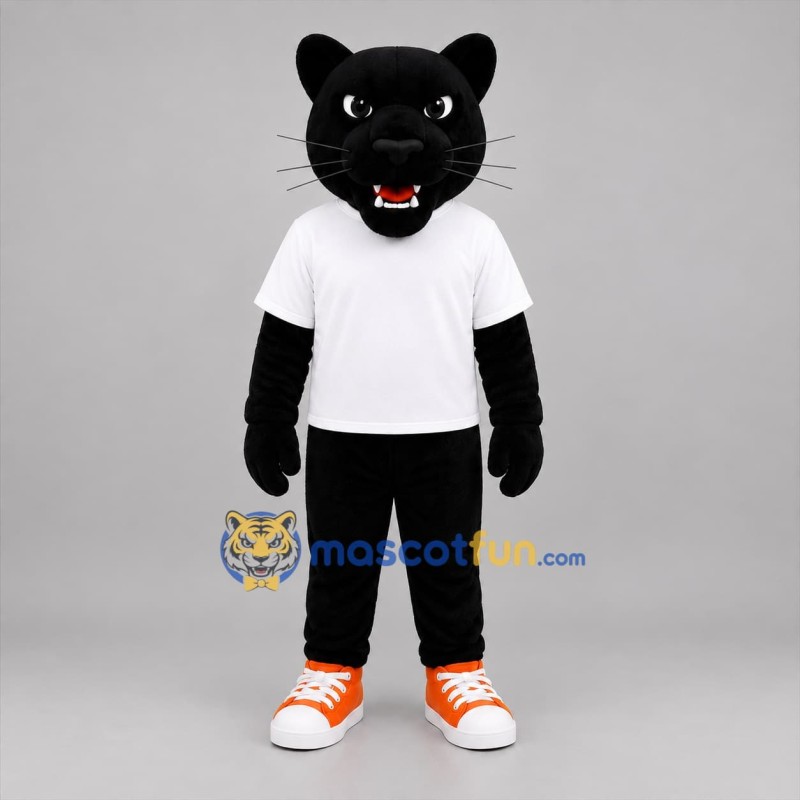 Custom Black and White Panther Mascot Costume Adult Full Body Suit for Sports Events