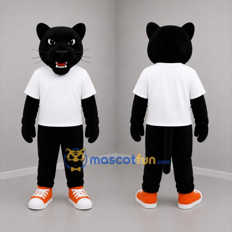 Custom Black and White Panther Mascot Costume Adult Full Body Suit for Sports Events