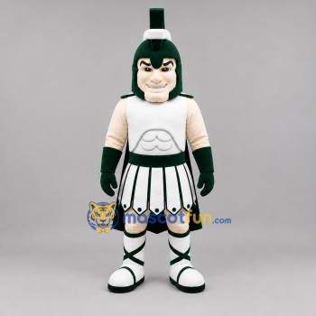 Custom White and Green Ancient Warrior Mascot Costume Adult Full Body Suit for Historical Events