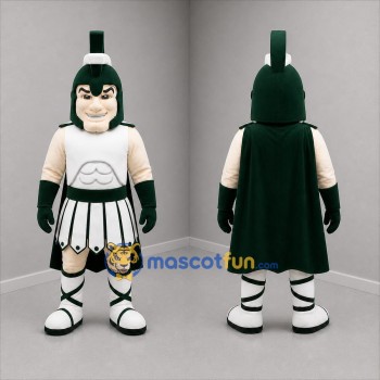 Custom White and Green Ancient Warrior Mascot Costume Adult Full Body Suit for Historical Events