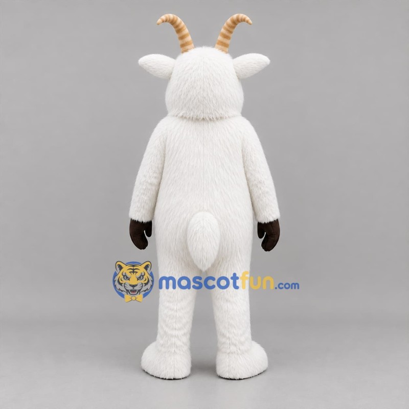 Custom White and Tan Goat Mascot Costume Adult Full Body Suit for Farm Events