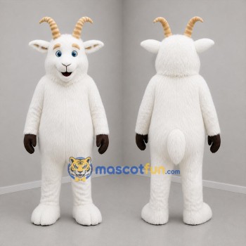 Custom White and Tan Goat Mascot Costume Adult Full Body Suit for Farm Events