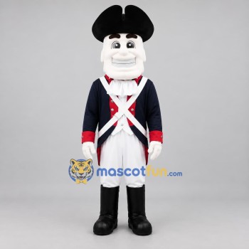 Custom Navy Blue Red and White Colonial Soldier Mascot Costume Adult Full Body Suit for Historical Parades