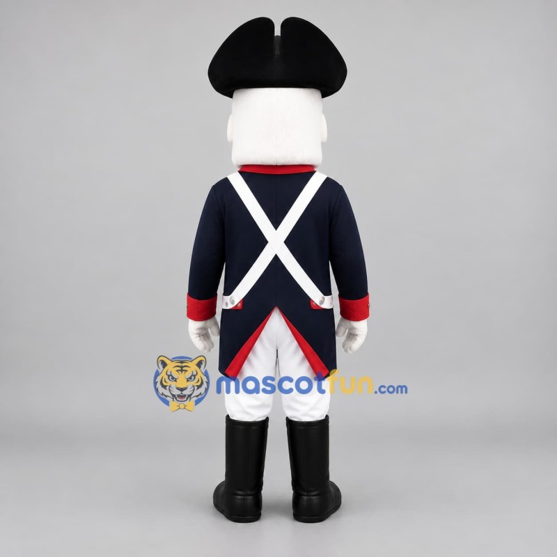 Custom Navy Blue Red and White Colonial Soldier Mascot Costume Adult Full Body Suit for Historical Parades