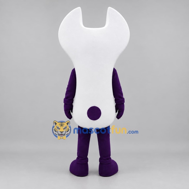 Custom White and Purple Wrench Mascot Costume Adult Full Body Suit for Hardware Promotions