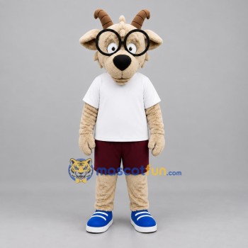 Custom Tan and White Goat Mascot Costume Adult Full Body Suit for School Events
