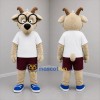 Custom Tan and White Goat Mascot Costume Adult Full Body Suit for School Events
