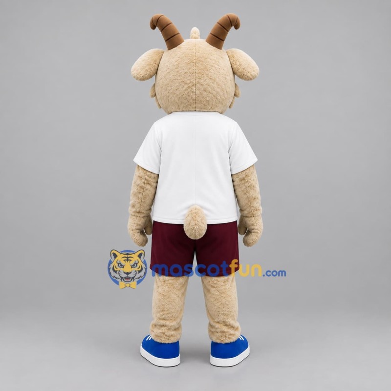Custom Tan and White Goat Mascot Costume Adult Full Body Suit for School Events