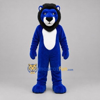 Custom Blue Black and White Lion Mascot Costume Adult Full Body Suit for Sports Events