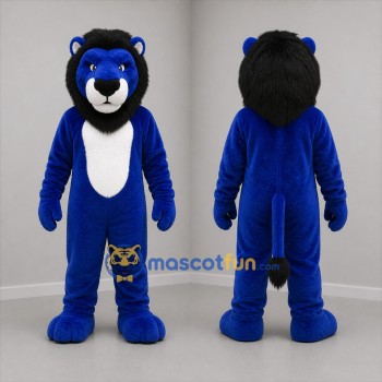 Custom Blue Black and White Lion Mascot Costume Adult Full Body Suit for Sports Events