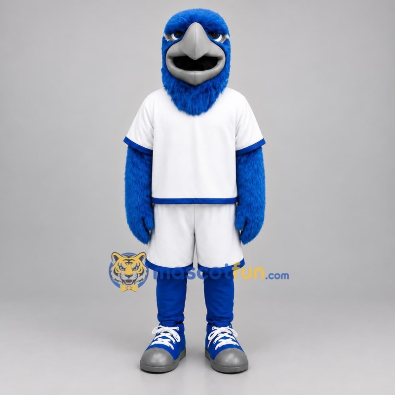 Custom Blue and White Eagle Mascot Costume Adult Full Body Suit for Sports Events