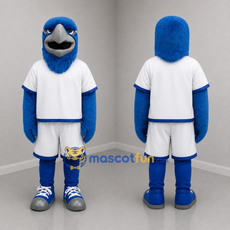 Custom Blue and White Eagle Mascot Costume Adult Full Body Suit for Sports Events