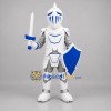 Custom White Silver and Blue Armored Knight Mascot Costume Adult Full Body Suit for Medieval Festivals