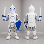 Custom White Silver and Blue Armored Knight Mascot Costume Adult Full Body Suit for Medieval Festivals