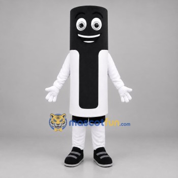 Custom Black and White Cylindrical Character Mascot Costume Adult Full Body Suit for Retail Promotions