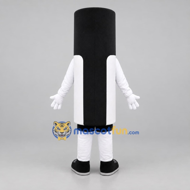 Custom Black and White Cylindrical Character Mascot Costume Adult Full Body Suit for Retail Promotions