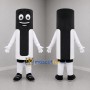Custom Black and White Cylindrical Character Mascot Costume Adult Full Body Suit for Retail Promotions