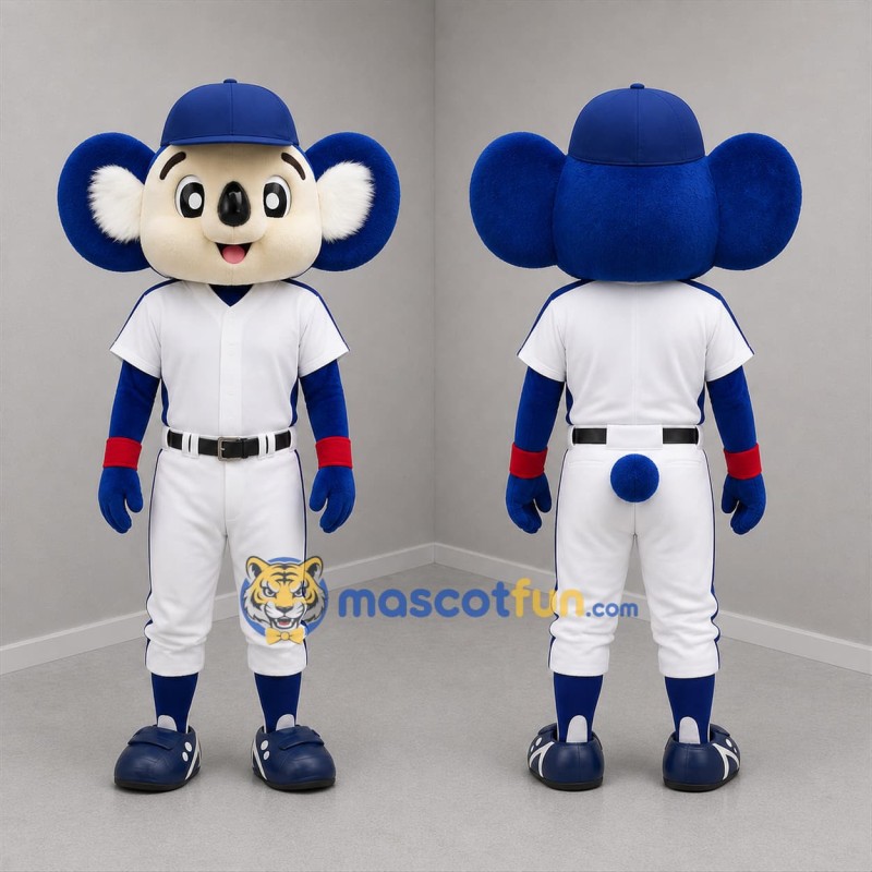 Custom Blue and White Baseball Koala Mascot Costume Adult Full Body Suit for Baseball Games