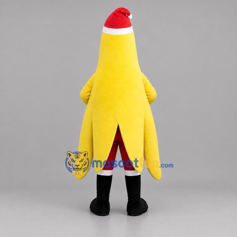 Custom Yellow and Red Santa Banana Mascot Costume Adult Full Body Suit for Christmas Events