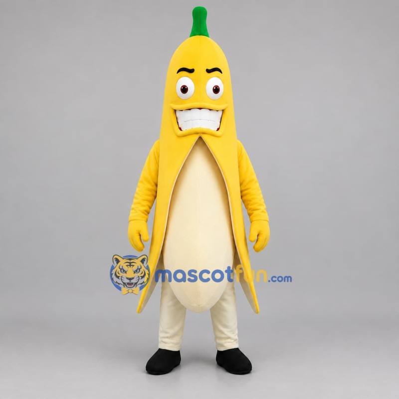 Custom Yellow and Cream Banana Mascot Costume Adult Full Body Suit for Food Promotions