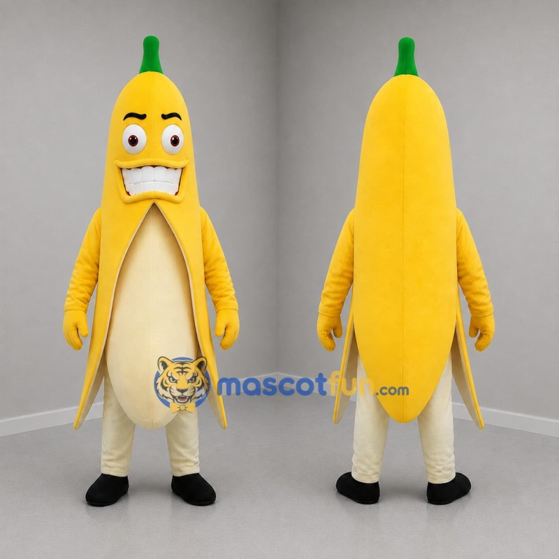 Custom Yellow and Cream Banana Mascot Costume Adult Full Body Suit for Food Promotions