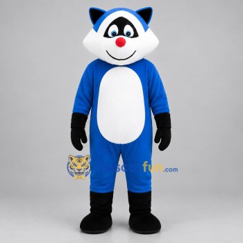 Custom Blue and White Raccoon Mascot Costume Adult Full Body Suit for Children's Events