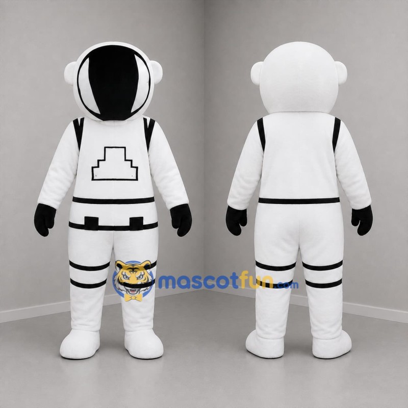 Custom White and Black Astronaut Mascot Costume Adult Full Body Suit for Space Events