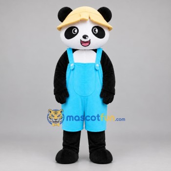 Custom Black White and Blue Panda Mascot Costume Adult Full Body Suit for Children's Events
