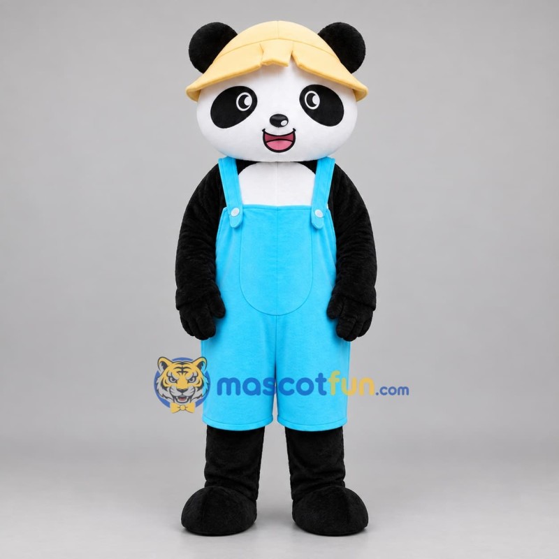 Custom Black White and Blue Panda Mascot Costume Adult Full Body Suit for Children's Events